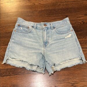 Madewell Blue Jean Shorts with Distressed Step-Hem